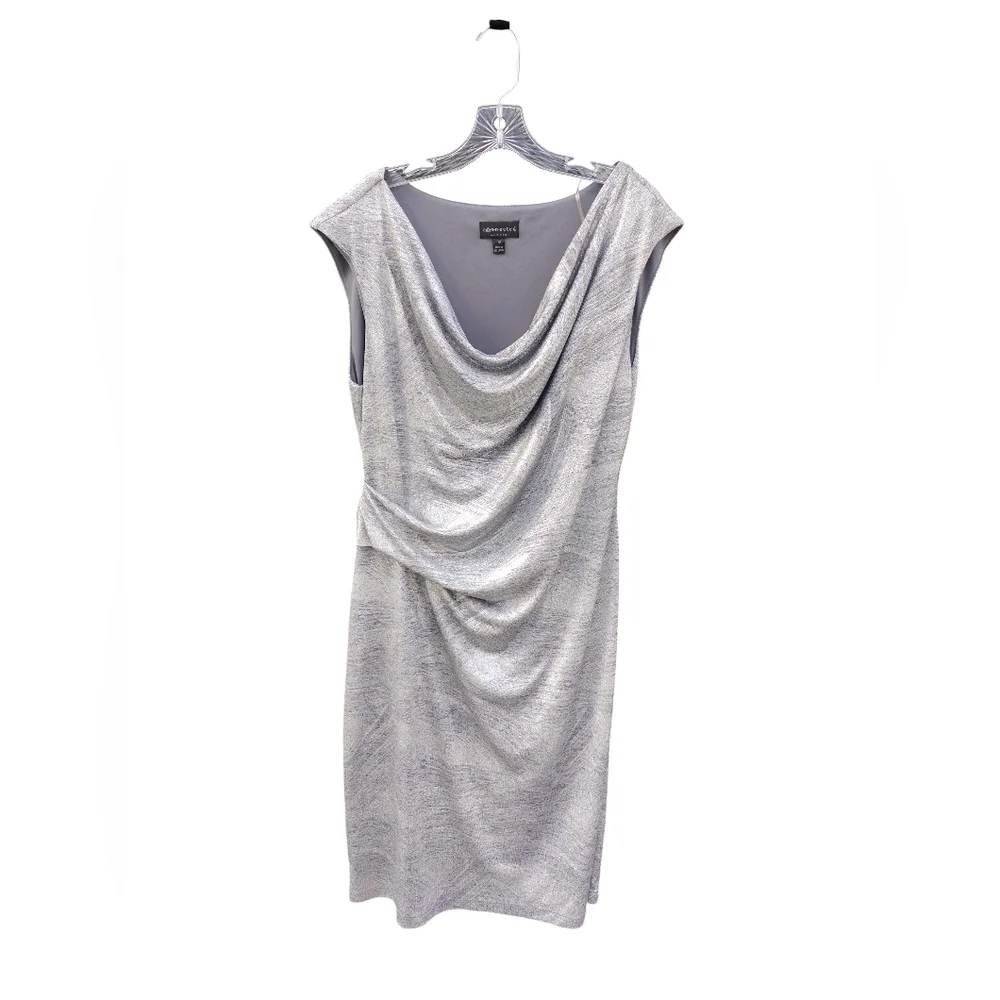 Sophisticated Silver Cottagecore Draped Midi Dress Size 16